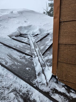 Metal roof with snow